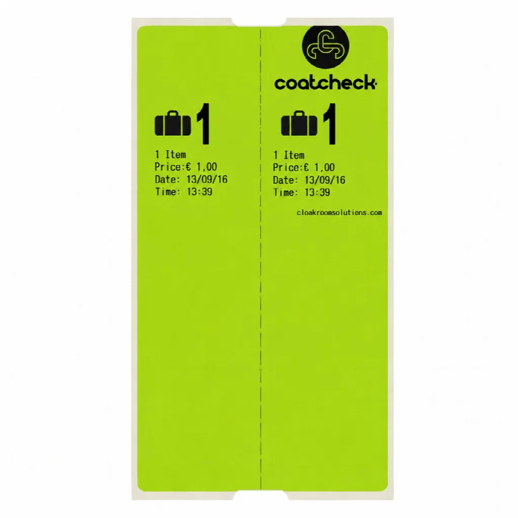 Etiquettes pour bagages CoatCheck, 14x 160 tickets, vert