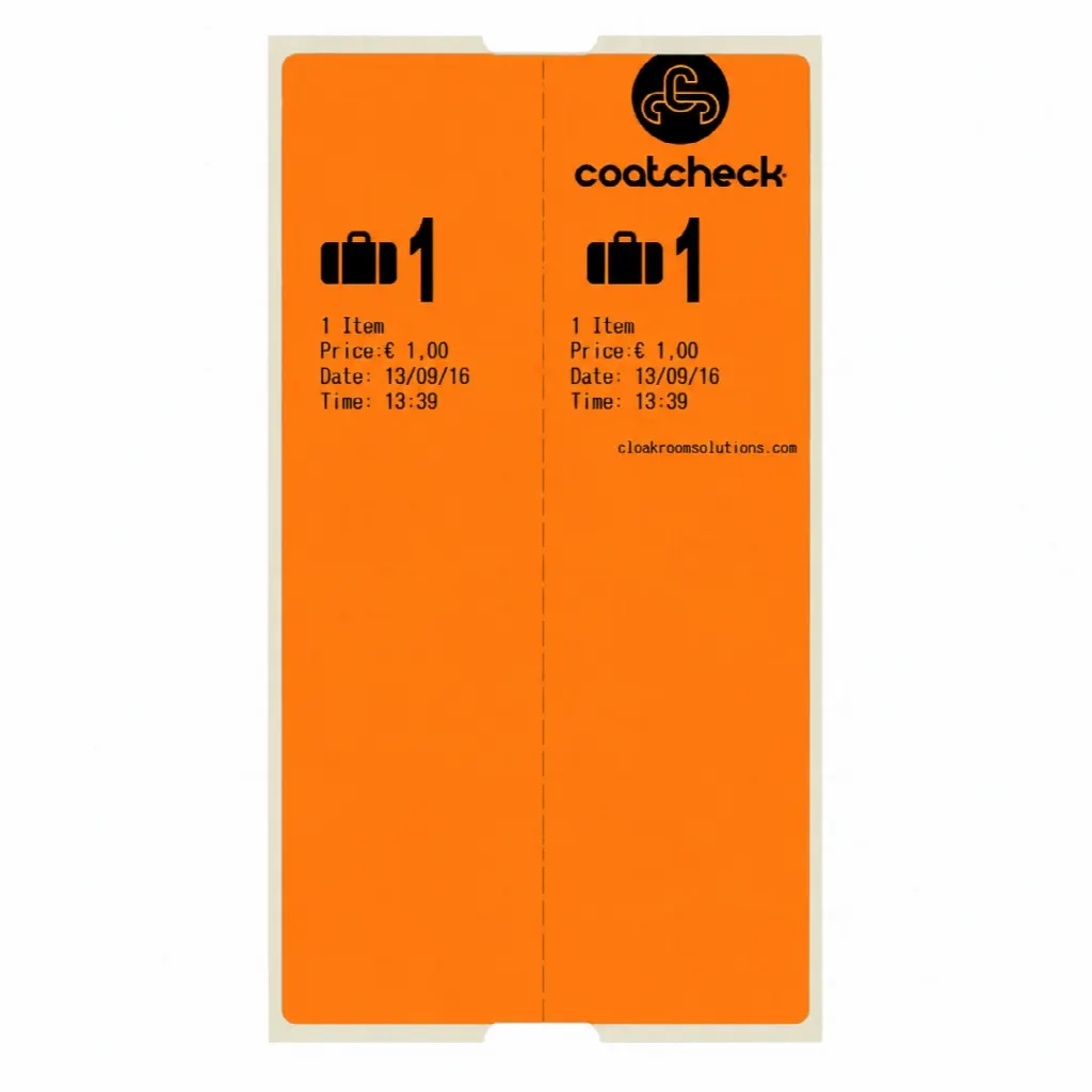 Etiquettes pour bagages CoatCheck, 14x 160 tickets, orange