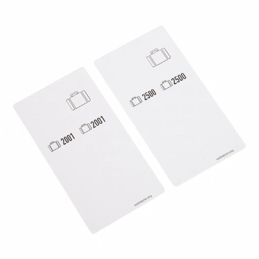 500 self-adhesive luggage tags, pre-printed, series 2001-2500