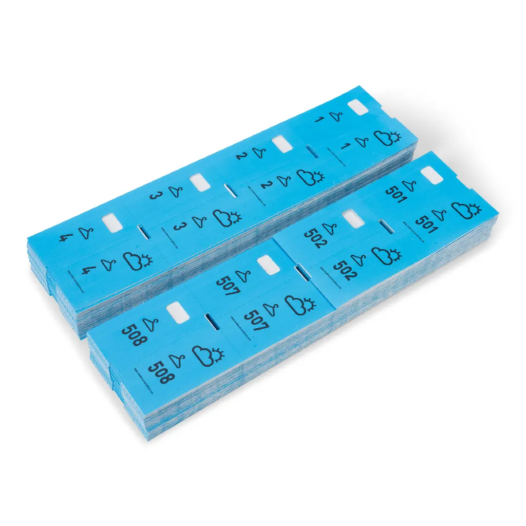 1000 pre-printed cloakroom tickets, blue