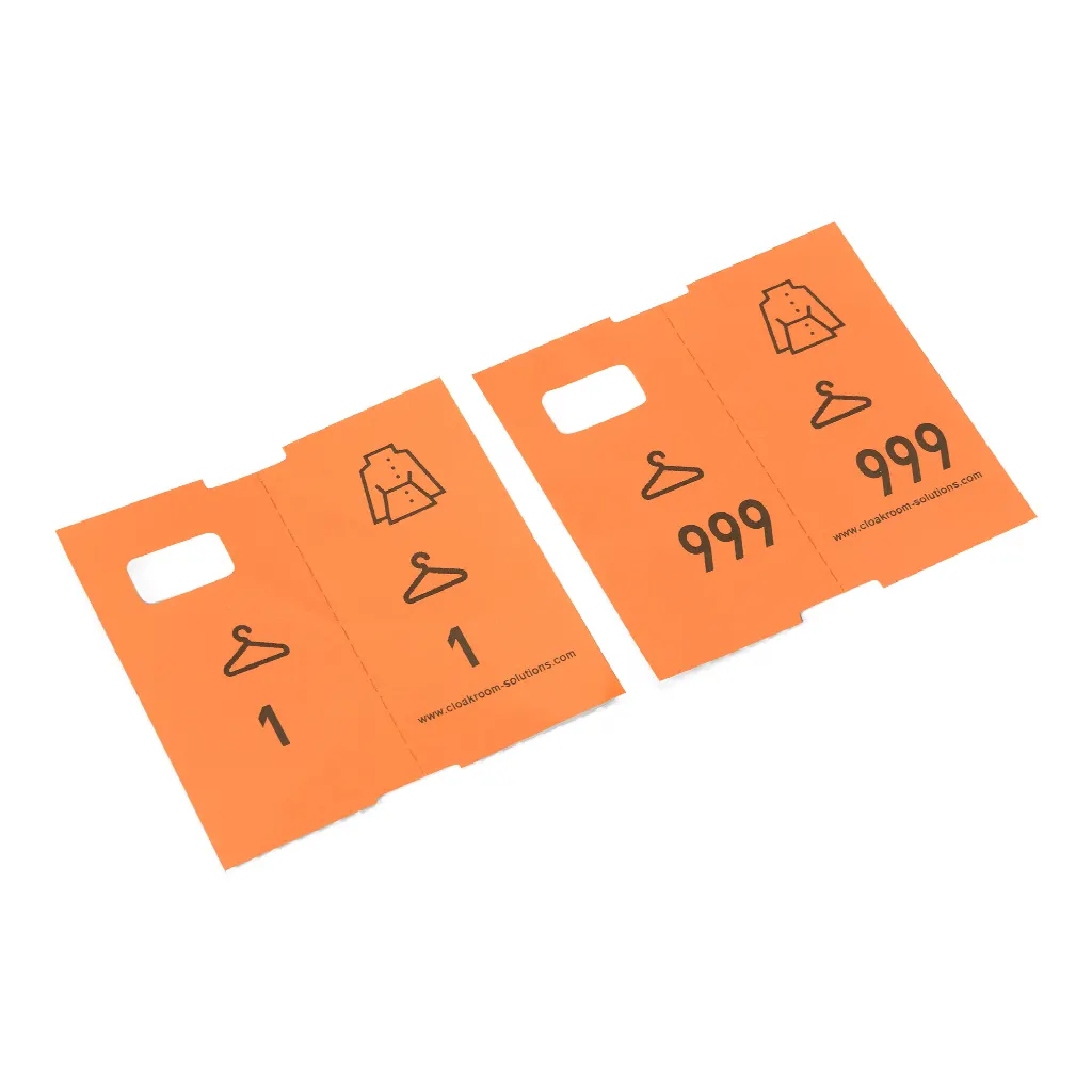 1000 numéros de vestiaire pré-imprimés, orange